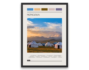 MONGOLIA - Travel Poster, Color Block Travel Poster, Digital Download, Digital Travel Poster