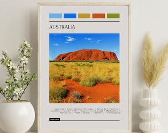 Australia Travel Poster: Modern Color Block Print