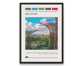 SINGAPORE - Travel Poster, Color Block Travel Poster, Digital Download, Digital Travel Poster