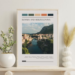 PRINTED Bosnia Poster - Travel Poster, Color Block Travel Poster