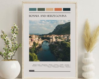 Bosnia Travel Poster: Color Block City Art Print