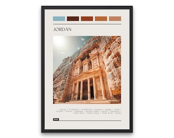 Jordan Travel Poster: Petra, Color Block Print (Digital Download)
