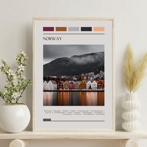 PRINTED Norway Poster - Travel Poster, Color Block Travel Poster
