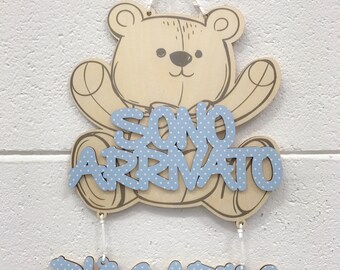 I arrived wooden teddy bear named staple birth