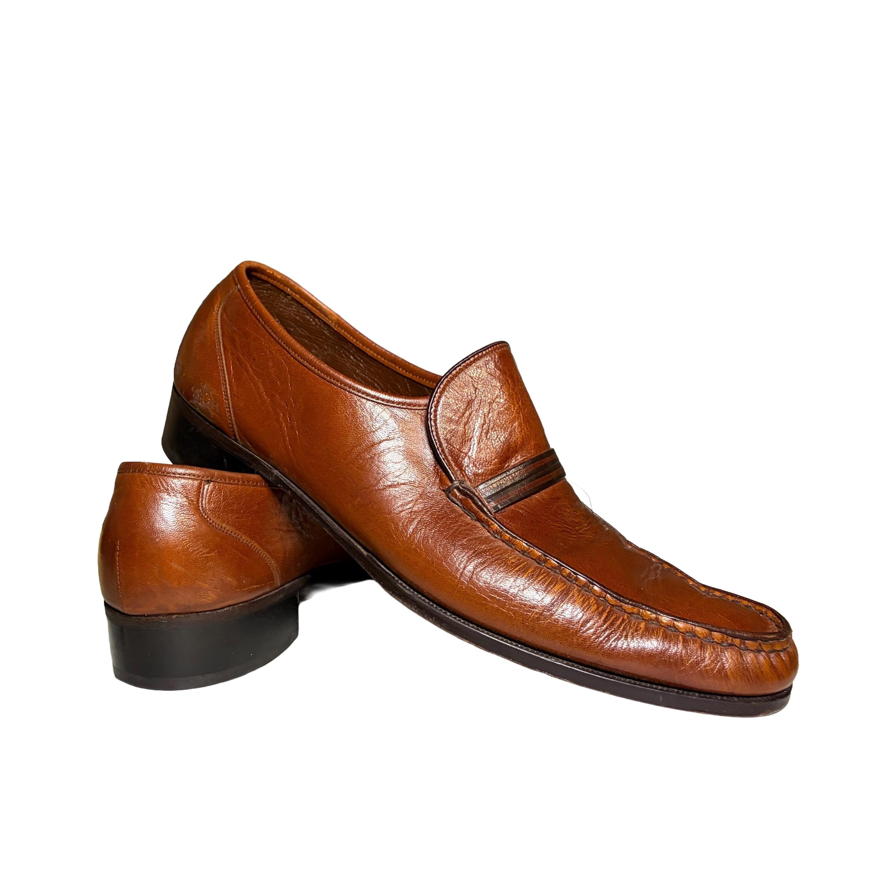 Vintage Florsheim Imperial Men\'s Tan Brown Cognac Leather Loafers, size 9 Florsheim Loafers Vintage Shoes for Men for sale | eBay main image 3