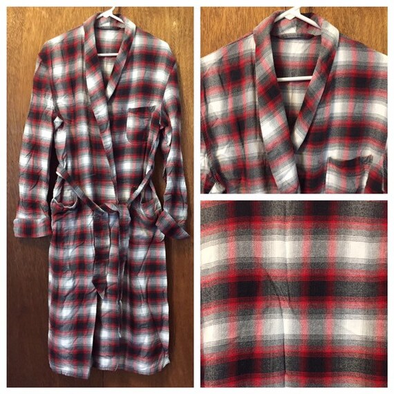 Vintage 40s 50s Plaid Flannel Classic Midcentury M