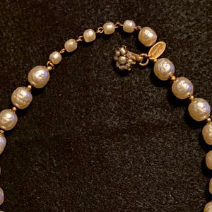 Vintage 40s Miriam Haskell Faux Baroque Pearl Necklace Glass image 2