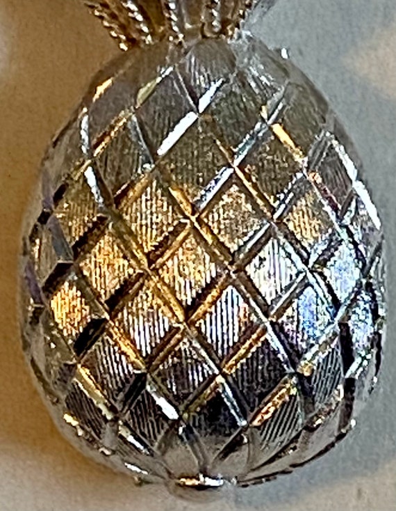 Vintage 60s Crown Trifari Silver Tone Pineapple B… - image 3