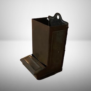 Antique 1930s Tin Kitchen Match Holder - Wall Mount Decor