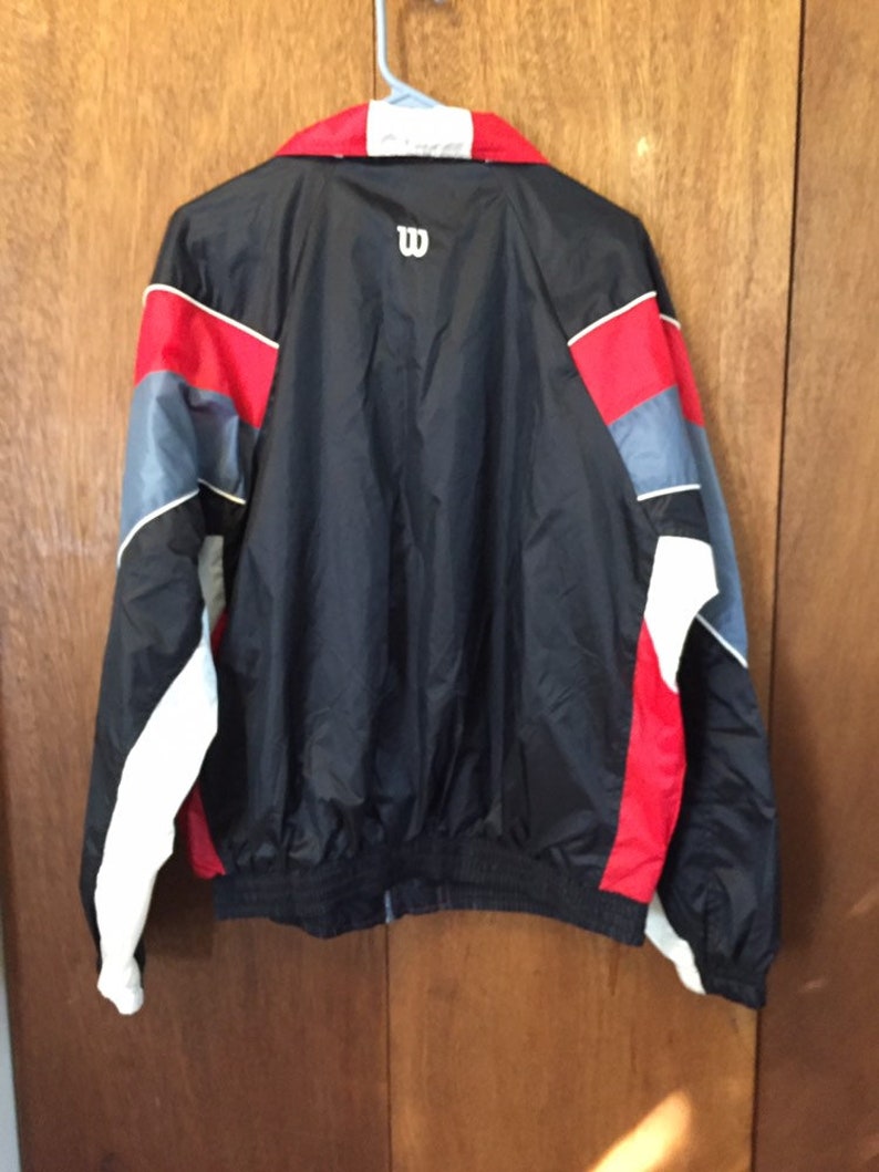 Vintage Wilson Tennis Jacket Advantage Nylon in Red Black Gray White L