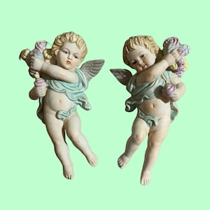 Vintage National Potteries Ceramic Cherubs Wall Decor, Putti, Made in Japan