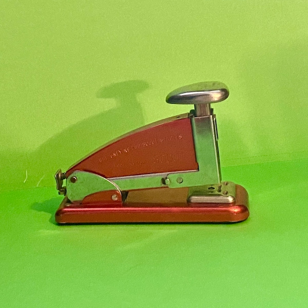Vintage Red Metal Ace Fastener Scout Stapler No. 202