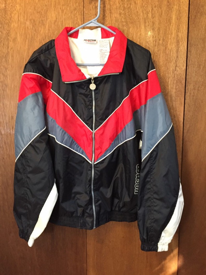 Vintage Wilson Tennis Jacket Advantage Nylon in Red Black Gray White L