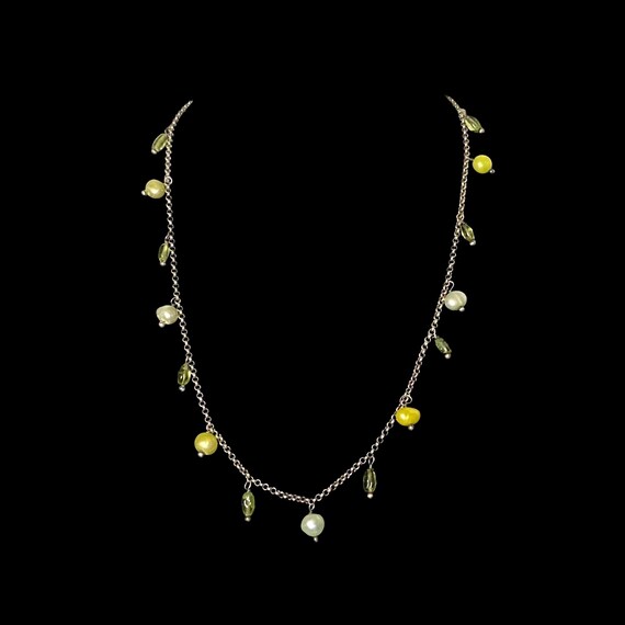 Vintage Silpada 925 Sterling Silver Necklace, Oxidized Freshwater Pearls,  Peridot, Retired Silpada