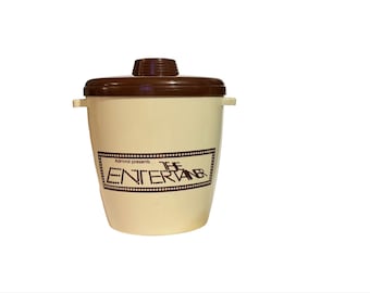 Vintage 1970s Admiral Presents "The Entertainer" Ice Bucket | Retro Mid Century Modern Barware | Cream and Brown | Double Wall Insulated