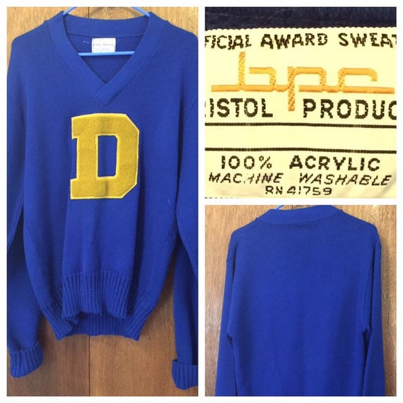 Vintage Late 70s Letter Sweater Pull Over High Sch