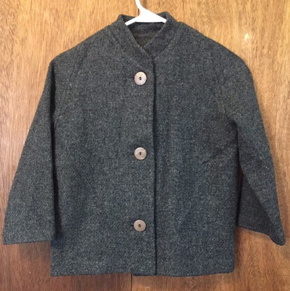 Vintage 40s 50s Dolman Sleeve Gray Wool Jacket by