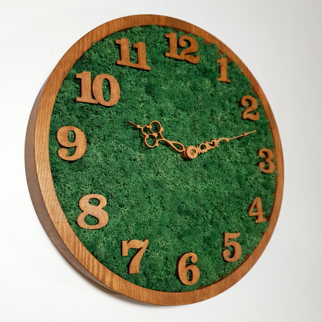 Custom Made Moss & Wood Wall Clock Moss Wall Clock Moss Art Etsy