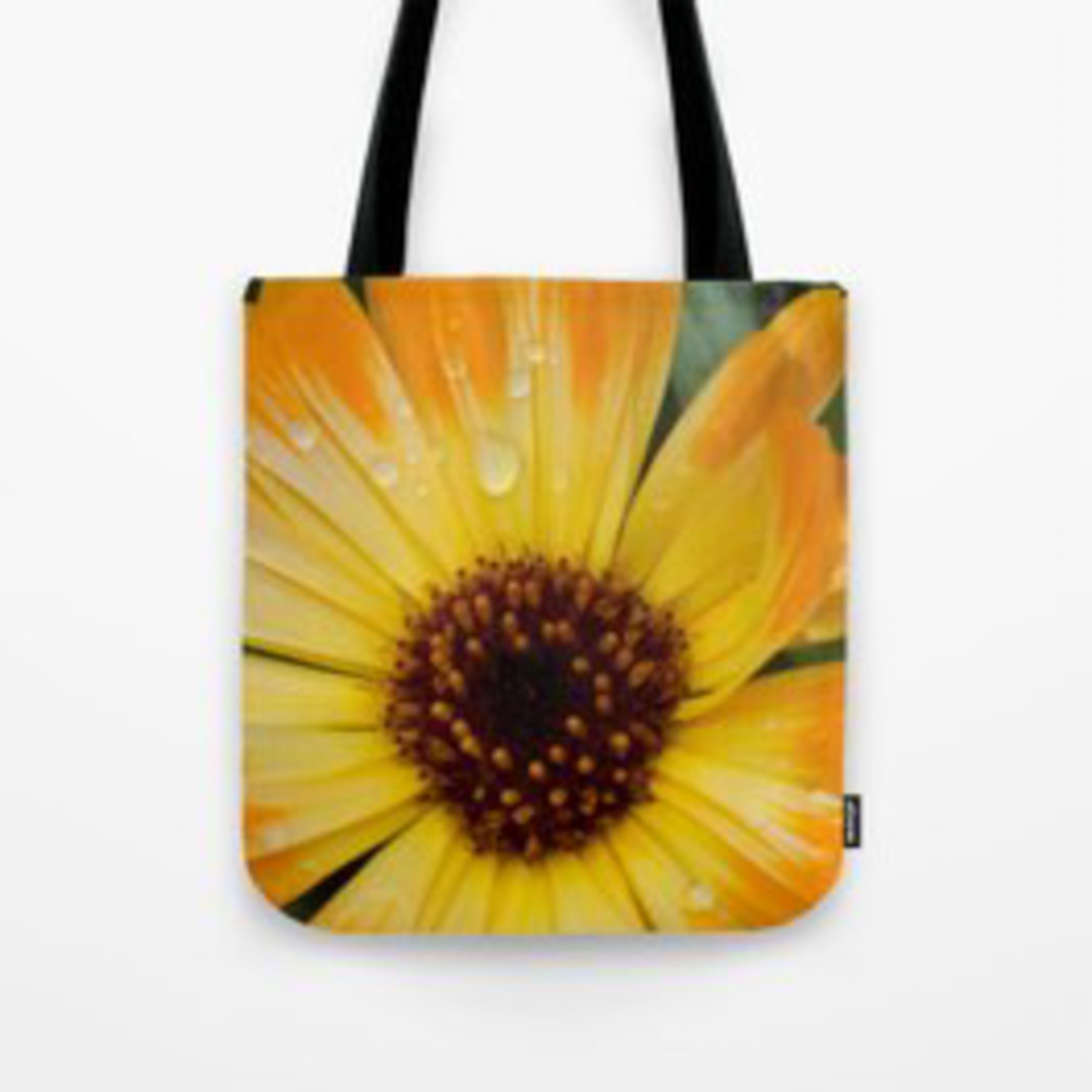 Yellow 'Grow' Organic Cotton Canvas Tote Bag With Daisy Design