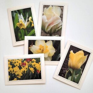 Yellow Floral Photo Notecards-Set of 5 Blank Notecards with Envelopes