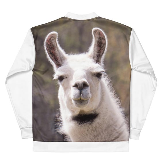 Unisex Bomber Jacket Black Tie Llama