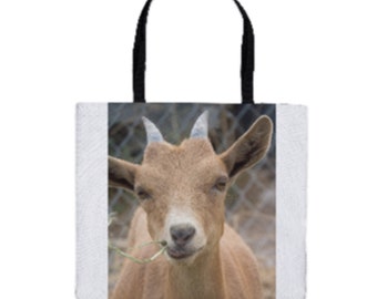 Goat Chewing Tote Bag