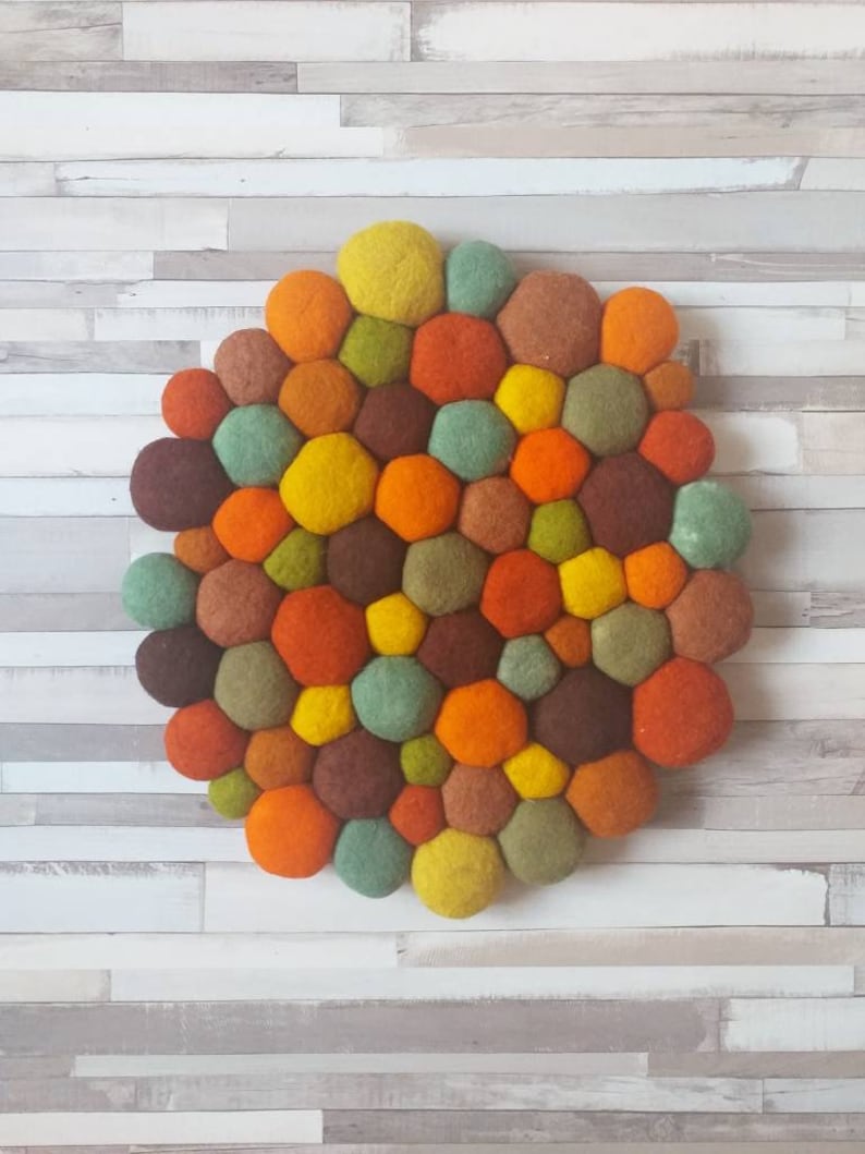 Felt Stone Rug Round Felt Carpet Felted Bath Mat Soft Wool Etsy