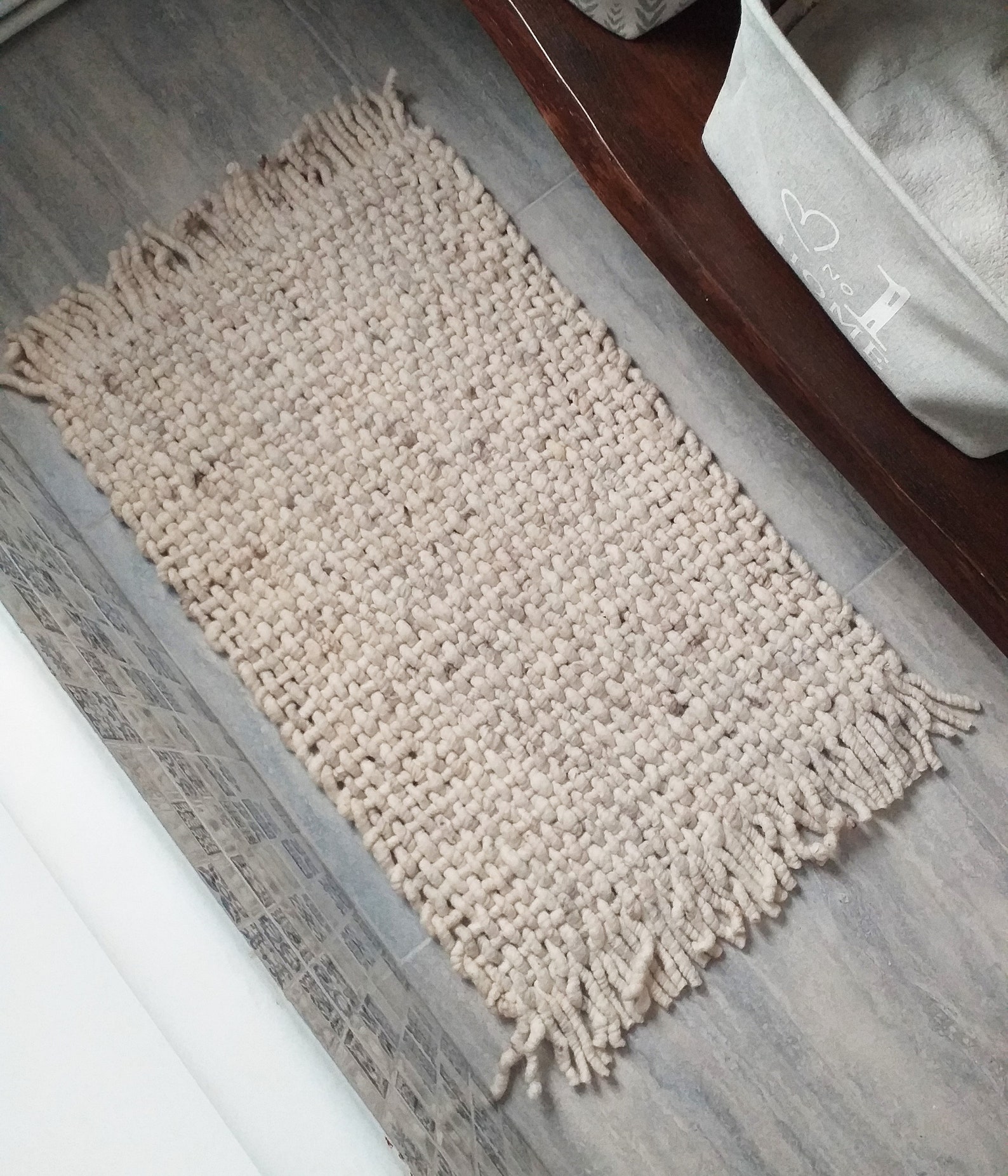 Wool Rug/ Bathroom Mat/ Small Woven Carpet/ Handmade Rag Rug/ Etsy