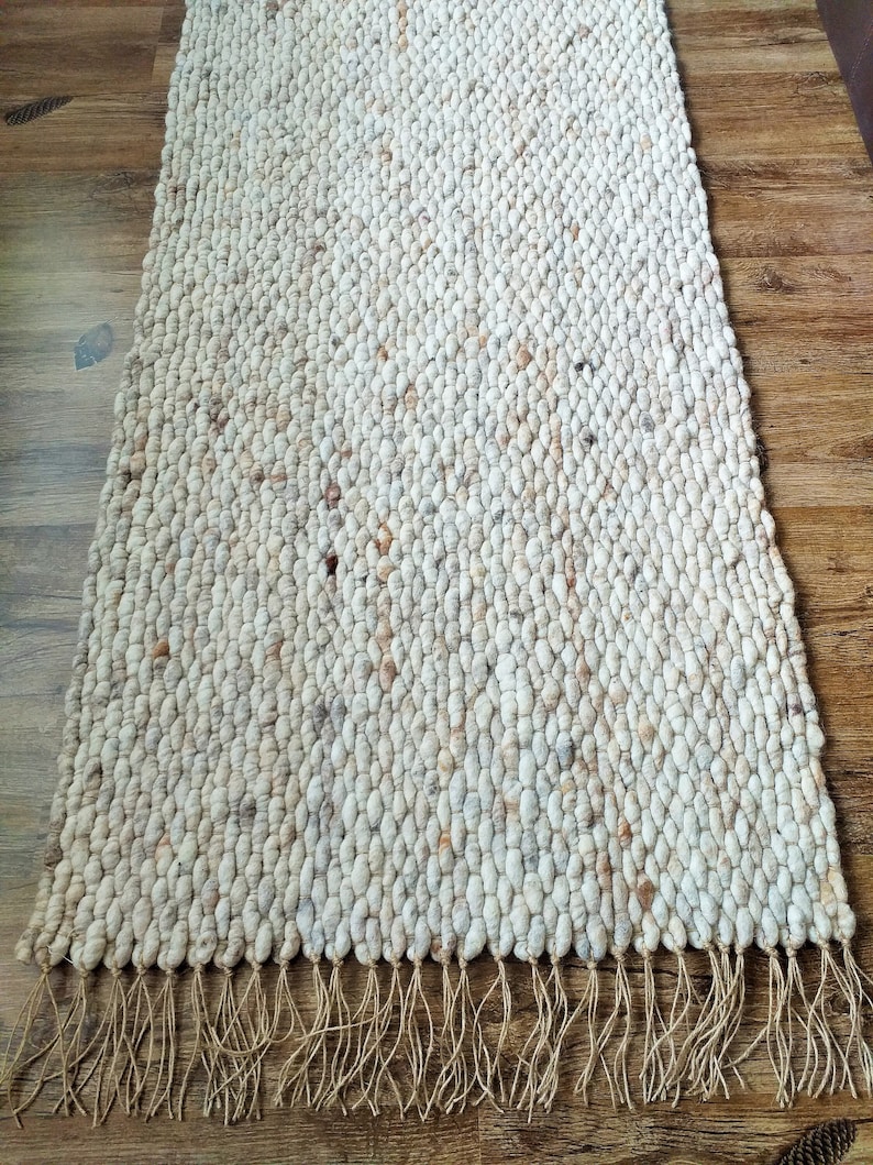 Runner Rug 2x8, Wool and Jute 10' Runner, Custom Floor Runner, Beige Natural Carpet, Long Runner for Hallway/Kitchen, Scandinavian Rug Hygge image 2