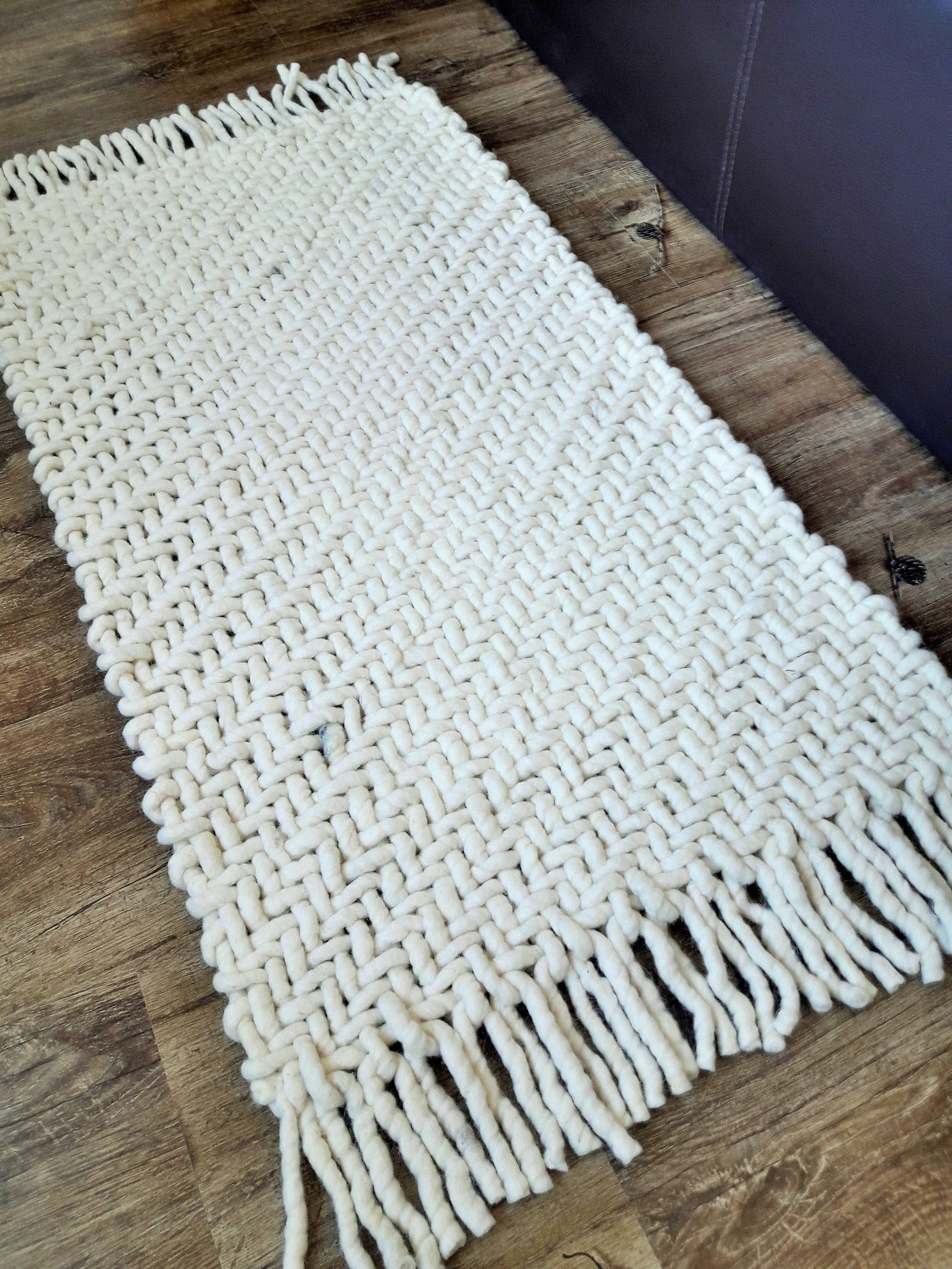Wool Runner Rug/ Woven Rug/ Small White Rug/ Hallway Carpet/ Etsy