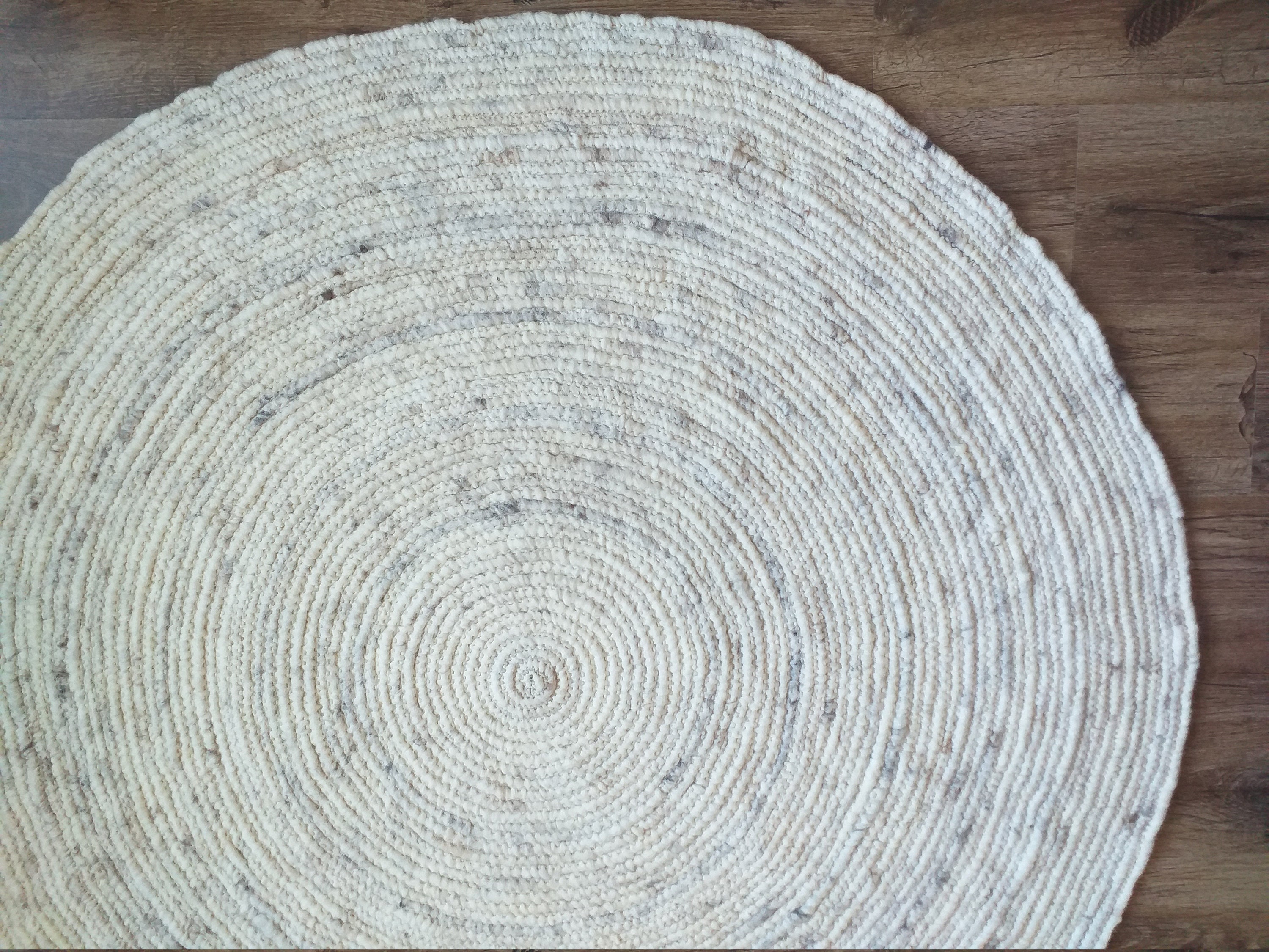 Round Area Rug White/ Natural Wool Handmade Carpet/ Round Rug - Etsy