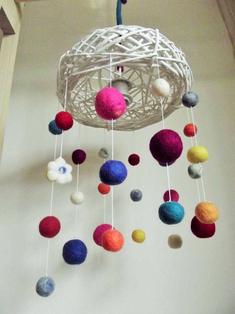 Nursery Lampshade/ Felt Balls/ Ceiling Lamp/ Pendant Light/ Etsy