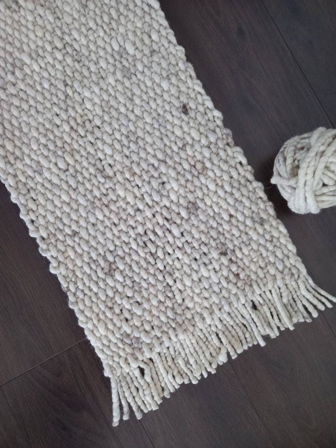 Beige Reversible Cotton Bath Mat Runner Crochet Border 2x5 ft Long Bathroom  Rug Runner