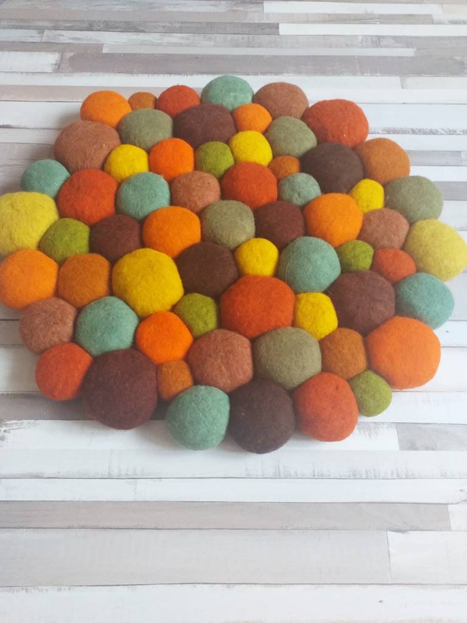 Felt Stone Rug Round Felt Carpet Felted Bath Mat Soft Wool Etsy