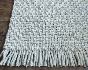 Wool Rug, Handwoven, Area Rugs, 8x10, Living room rug, Bedroom Rug, Handmade Rug, Chunky Carpet, Natural Scandinavian Decor