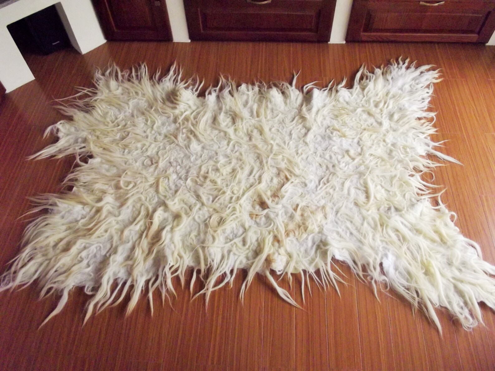 Nokill Sheepskin Rug, Felted Fleece Rug, Eco Fur Rug, Sheep Rug, Vegetarian Throw, Felt Accent