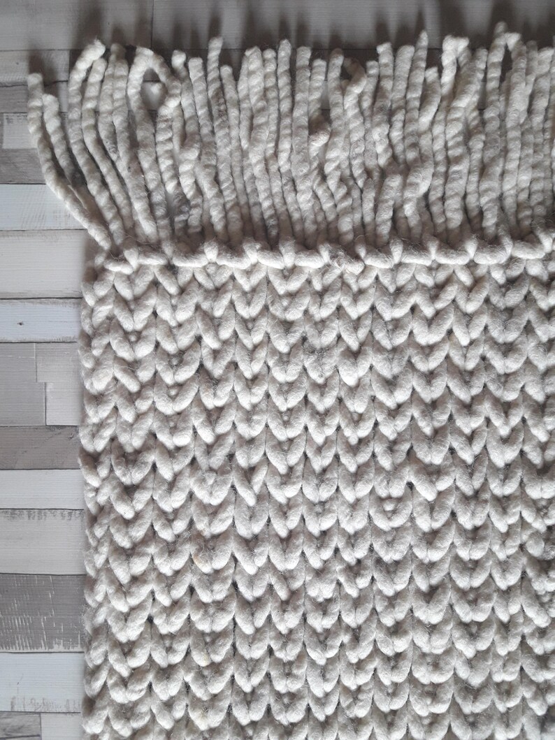 Braided Wool Rug, Super Thick Wool Reversible, White, 3x5 Area Rug Wool