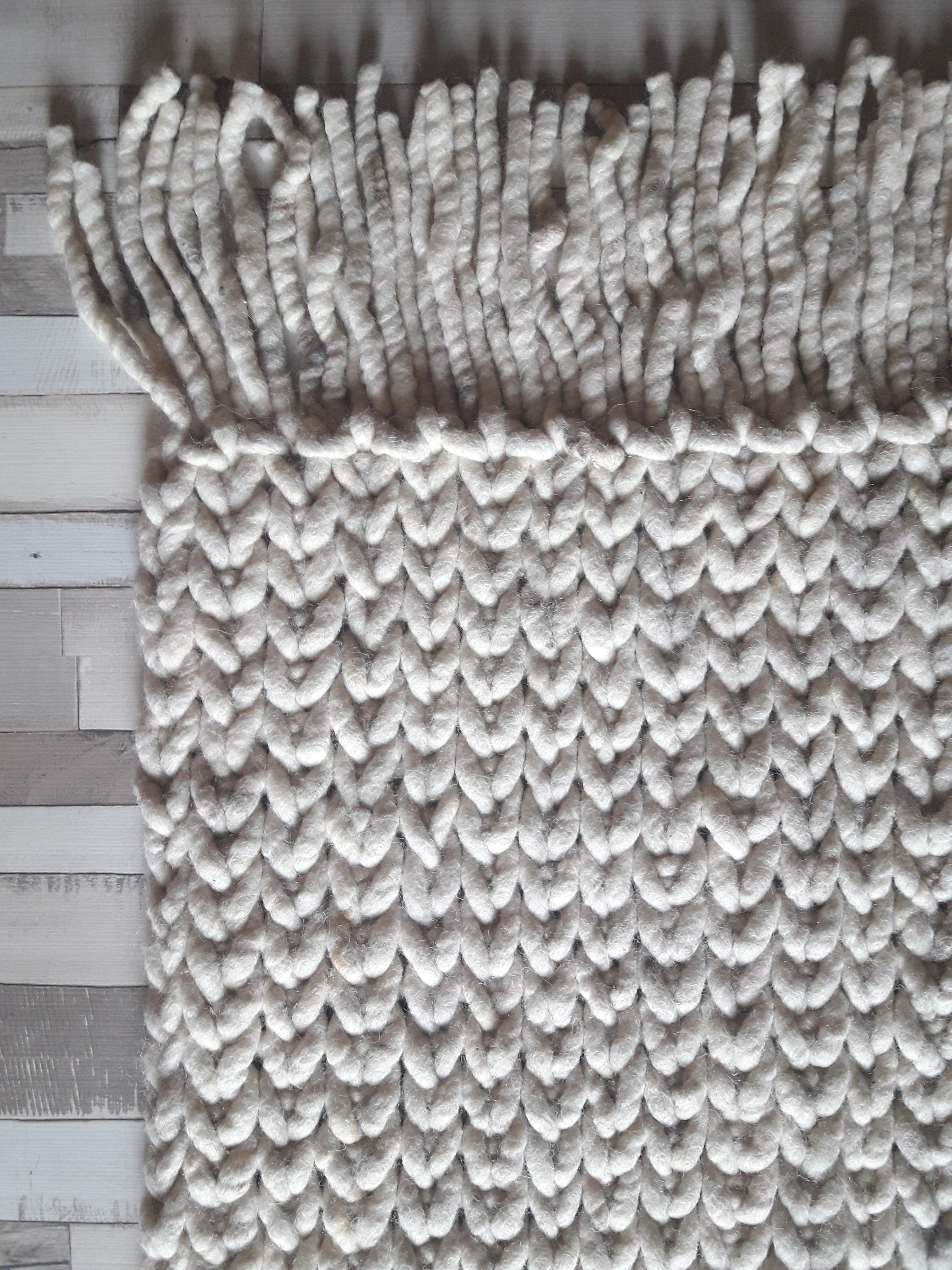 Braided Wool Rug, Super Thick Wool Reversible, White, 3x5 Area Rug Wool Rug Braid Rug Chunky Rug