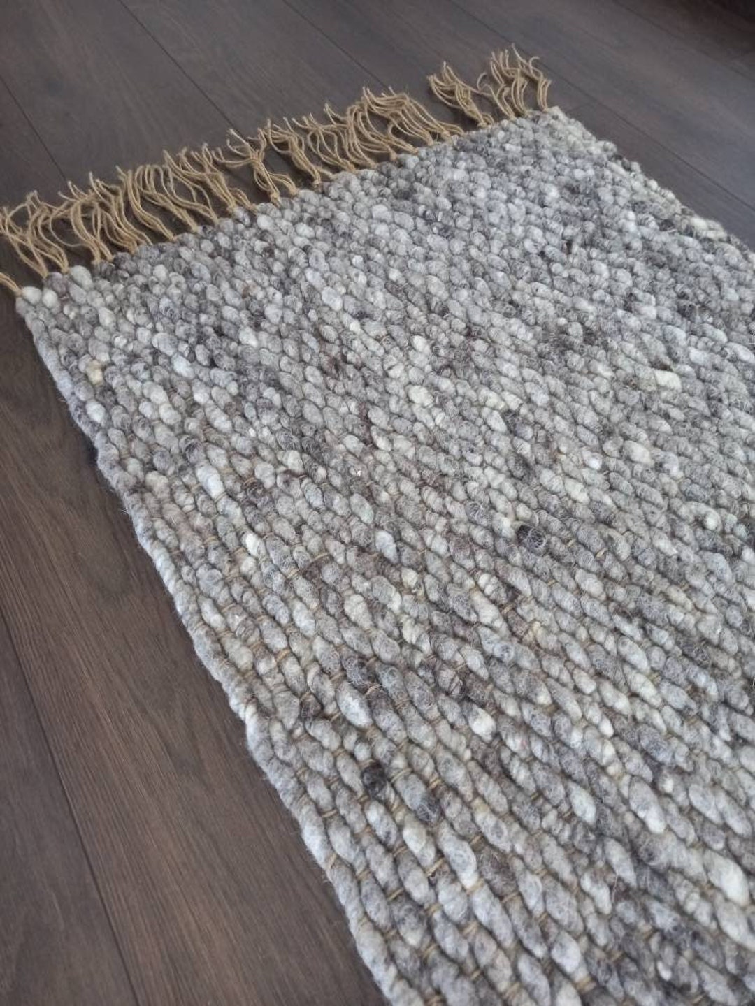 Gray Runner Rug Wool and Jute/ Custom Hallway Runner/2x8 Natural