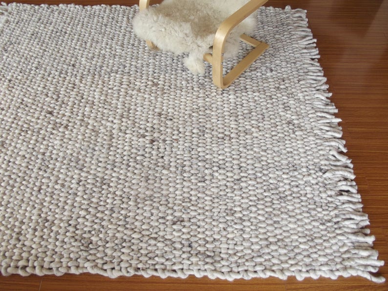 Wool Rug 8x10/ Neutral Area Rug 9x12/ Custom Floor Rug/ Chunky Etsy