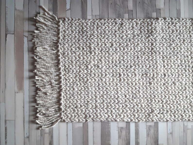 Braided Wool Rug, Super Thick Wool Reversible, White, 3x5 Area Rug Wool