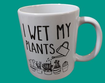 Vintage I Wet My Plants kitchsy coffee mug coffee cup garderner comedy
