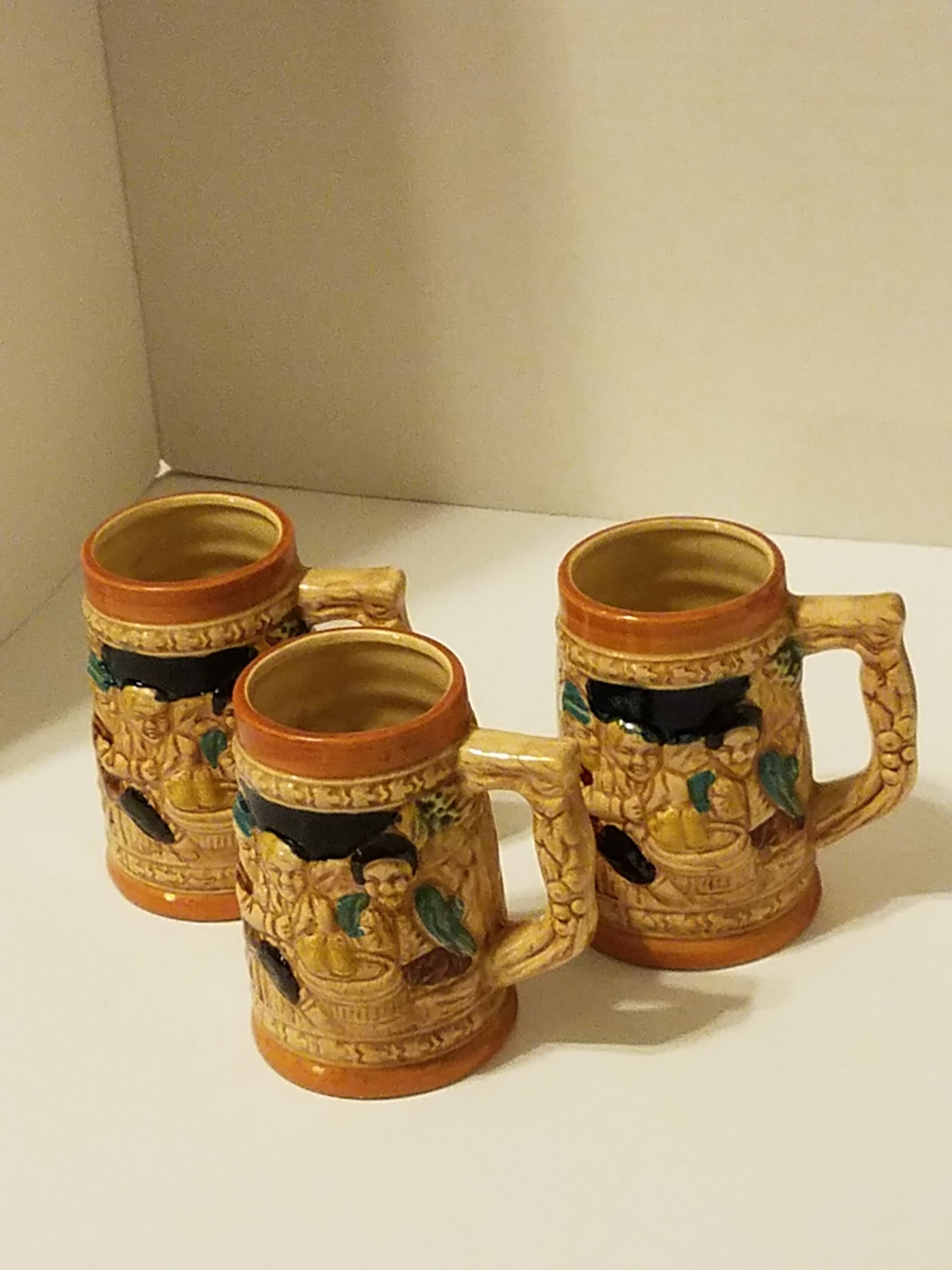 3 small vintage German beer steins made in Japan