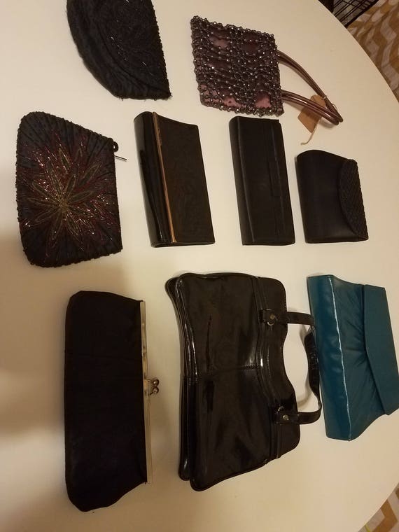 Purse and clutch lot of 9 vintage evening handbags