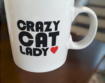 Vintage Crazy Cat Lady oversized coffee mug large 2 cup size xl 02013 room creative stoneware