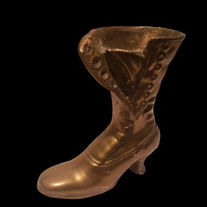 Vintage heavy brass victorian ladies boot vase