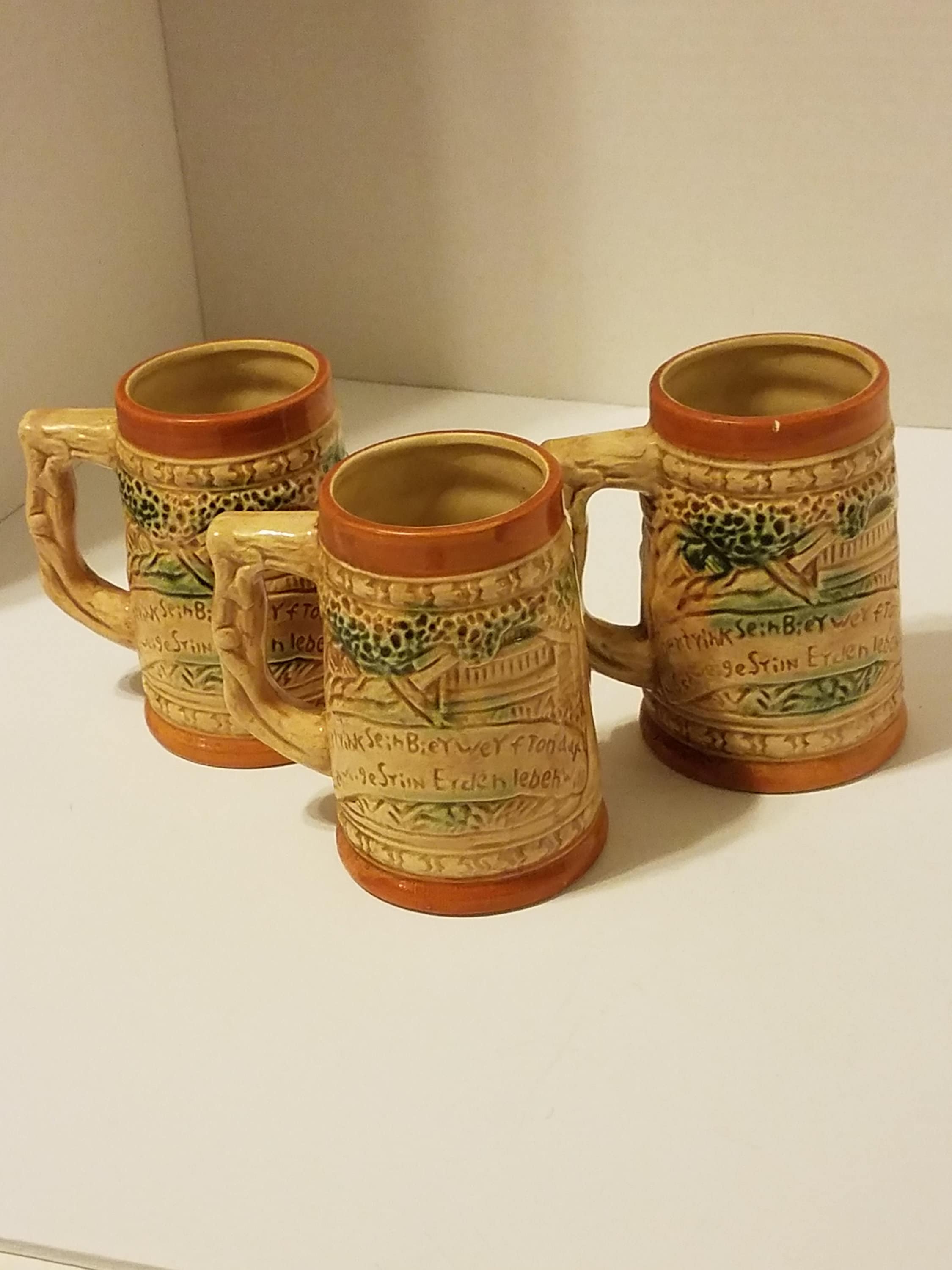 3 small vintage German beer steins made in Japan