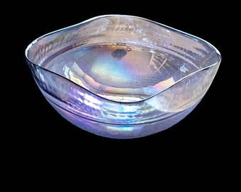 Stunning Vintage Yalos Casa Murano Italy  large glass bowl 11x10x6 beautiful colors purple iridescent / opalescent glass