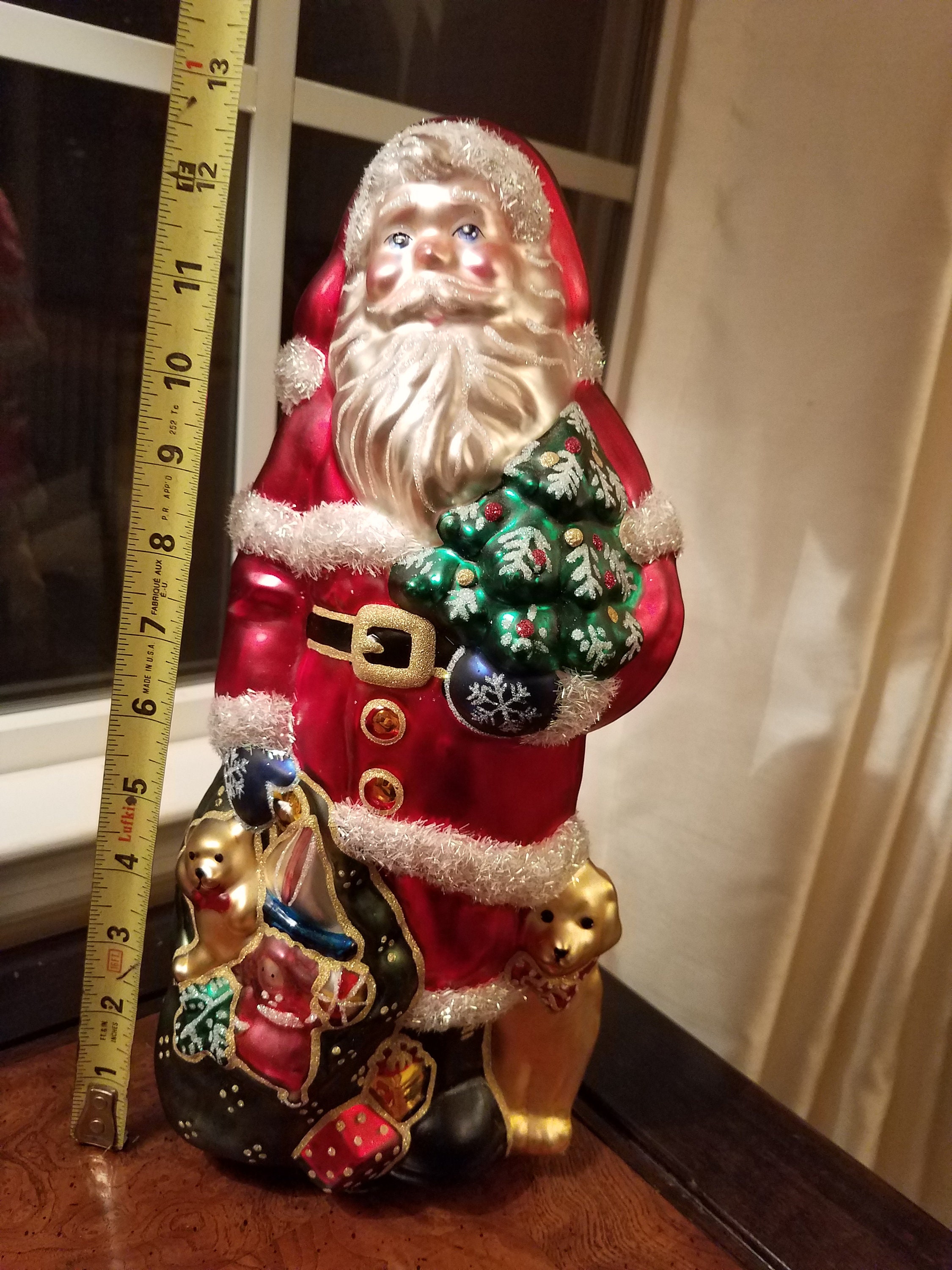 Large mercury glass style Santa Claus St. Nick vintage statue retro