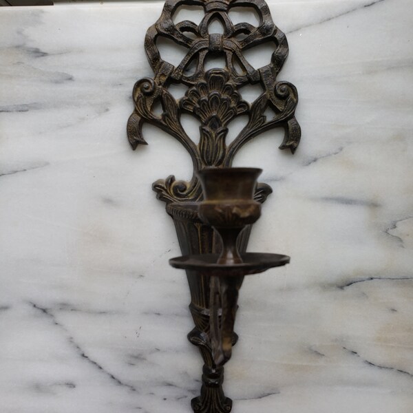 Vintage indian cast iron style metal wall sconce candle stick holder decorative torch